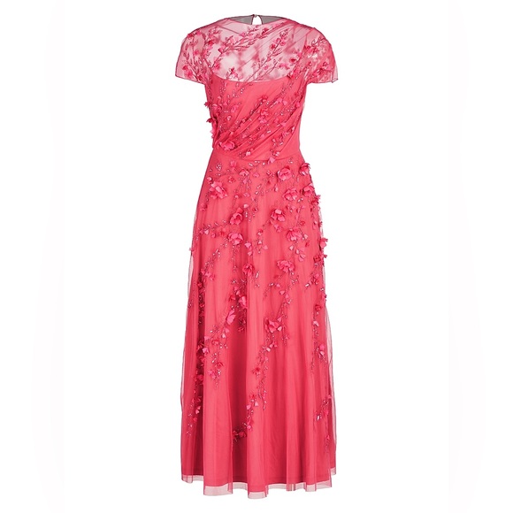 Theia | Dresses | Theia Leona Petal Midi Dress Pink Floral | Poshmark